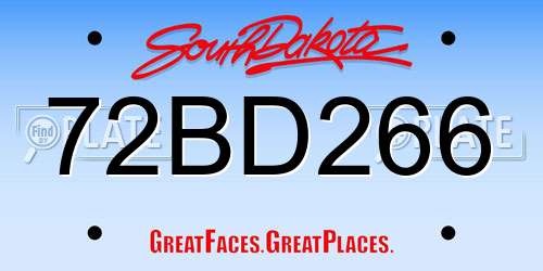 72BD266 South Dakota License Plate