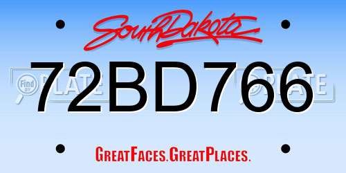 72BD766 South Dakota License Plate