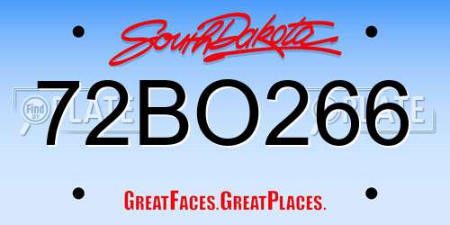 72BO266 South Dakota License Plate