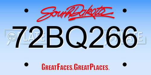 72BQ266 South Dakota License Plate