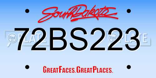 72BS223 South Dakota License Plate