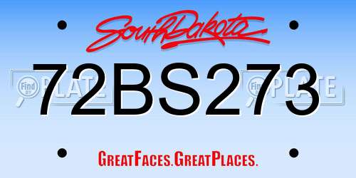 72BS273 South Dakota License Plate