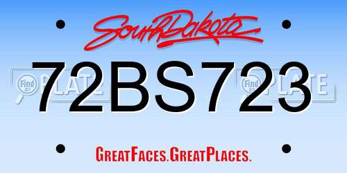 72BS723 South Dakota License Plate