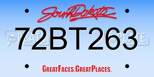 72BT263 South Dakota License Plate