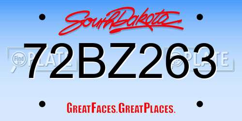 72BZ263 South Dakota License Plate