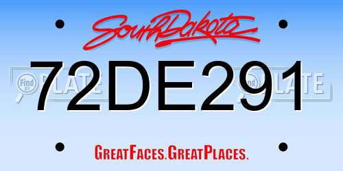72DE291 South Dakota License Plate