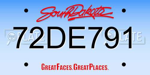 72DE791 South Dakota License Plate