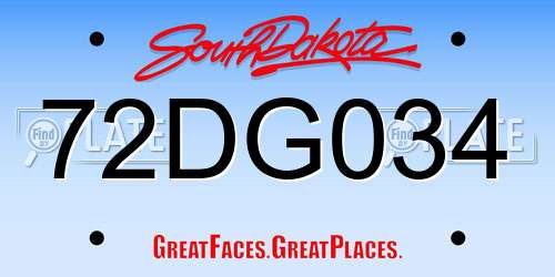72DG034 South Dakota License Plate