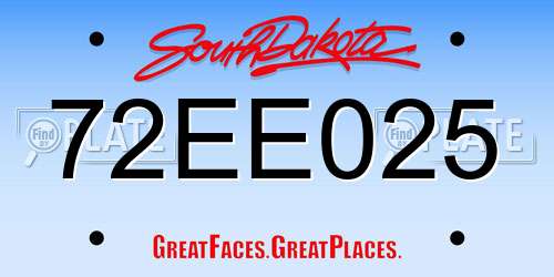 72EE025 South Dakota License Plate