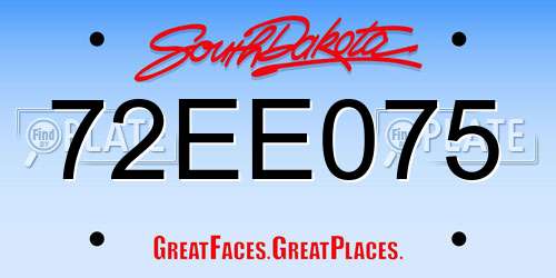 72EE075 South Dakota License Plate