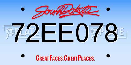 72EE078 South Dakota License Plate