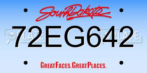 72EG642 South Dakota License Plate