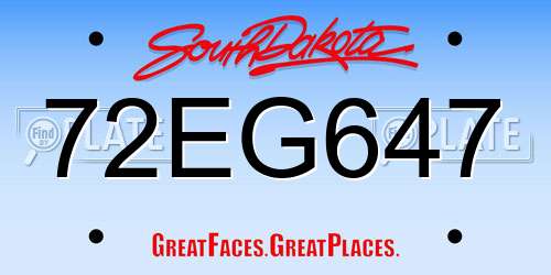 72EG647 South Dakota License Plate