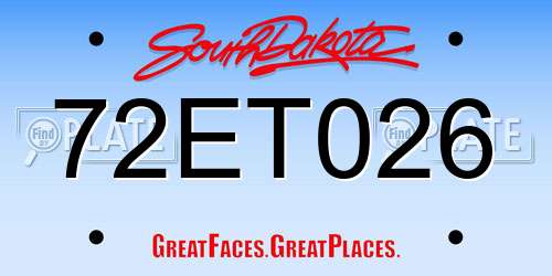 72ET026 South Dakota License Plate