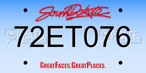 72ET076 South Dakota License Plate