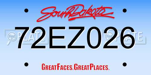 72EZ026 South Dakota License Plate