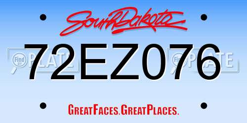 72EZ076 South Dakota License Plate