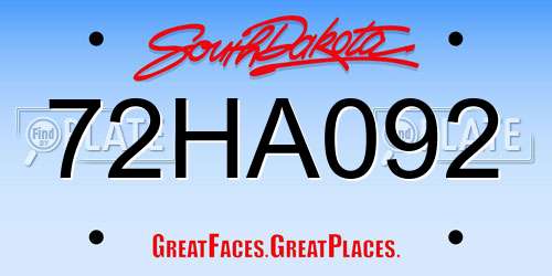 72HA092 South Dakota License Plate