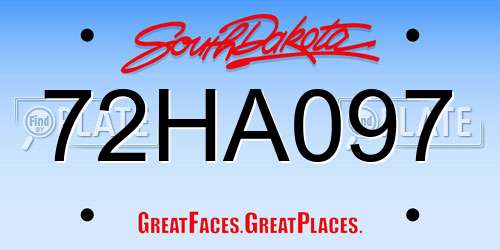 72HA097 South Dakota License Plate