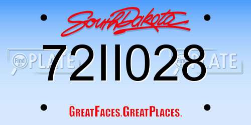 72II028 South Dakota License Plate
