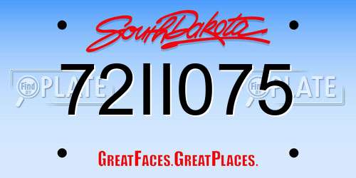 72II075 South Dakota License Plate