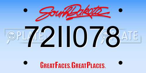 72II078 South Dakota License Plate