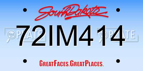 72IM414 South Dakota License Plate