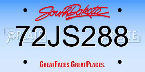 72JS288 South Dakota License Plate