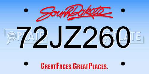 72JZ260 South Dakota License Plate