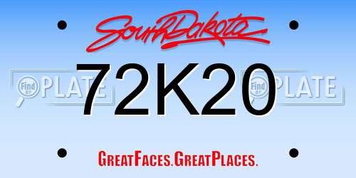 72K20 South Dakota License Plate