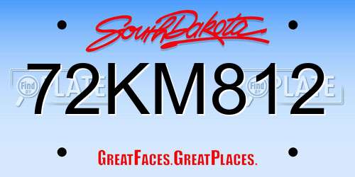 72KM812 South Dakota License Plate
