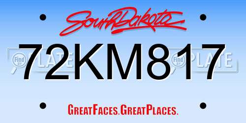 72KM817 South Dakota License Plate
