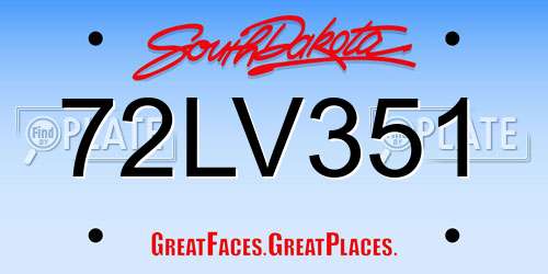 72LV351 South Dakota License Plate
