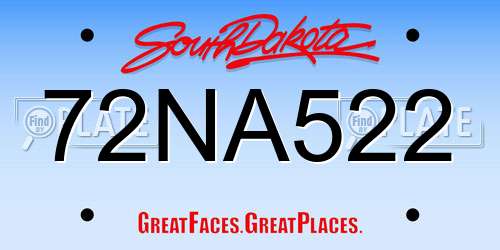 72NA522 South Dakota License Plate