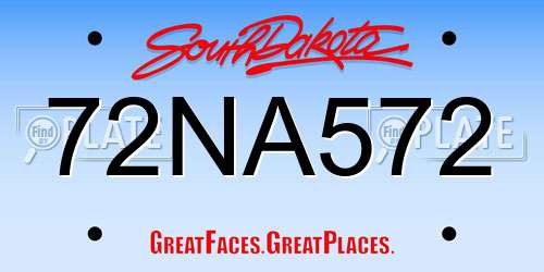 72NA572 South Dakota License Plate