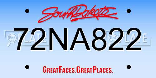 72NA822 South Dakota License Plate