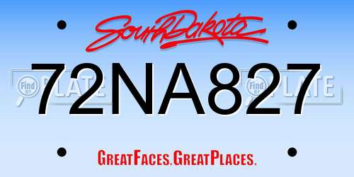 72NA827 South Dakota License Plate