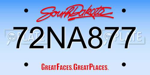 72NA877 South Dakota License Plate