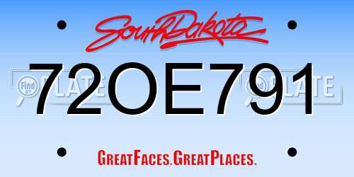 72OE791 South Dakota License Plate