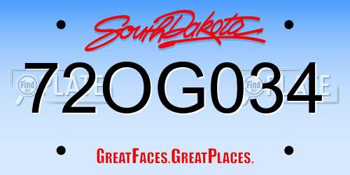 72OG034 South Dakota License Plate