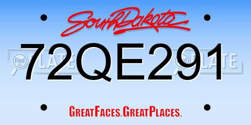 72QE291 South Dakota License Plate