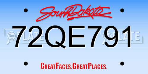 72QE791 South Dakota License Plate