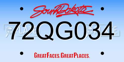 72QG034 South Dakota License Plate