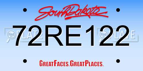 72RE122 South Dakota License Plate