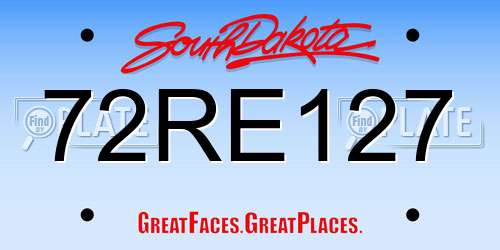 72RE127 South Dakota License Plate