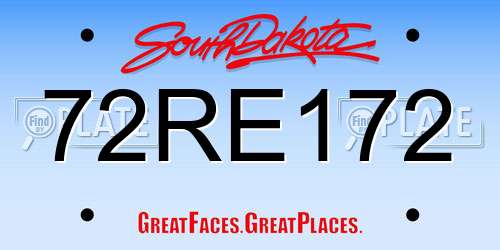 72RE172 South Dakota License Plate