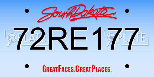 72RE177 South Dakota License Plate