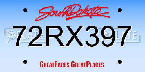 72RX397 South Dakota License Plate