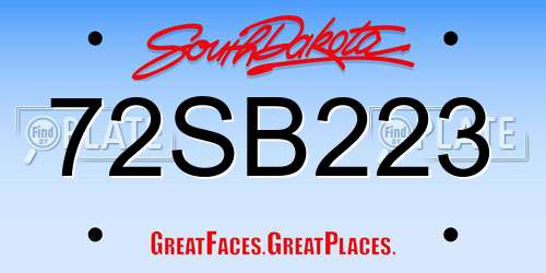72SB223 South Dakota License Plate