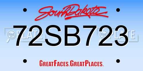 72SB723 South Dakota License Plate